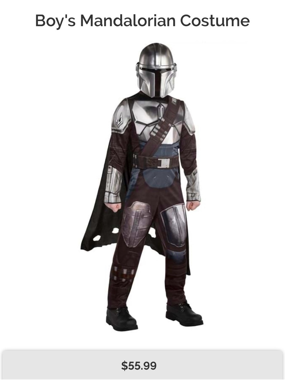 Star Wars Boys' Mandalorian Costume - Silver & Brown no cape 6 to 8 years old